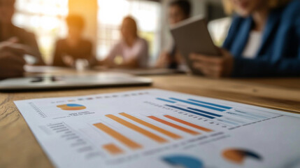 Focused Team Analyzing Revenue and Profit Growth Trends on Line Graph