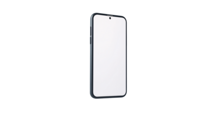 Smartphone with Blank Screen Floating on Transparent Background (PNG).