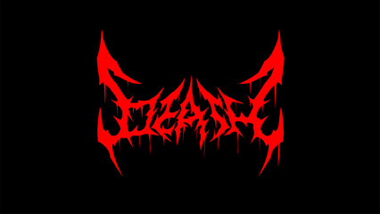 DEATH, in sharp, metal-inspired lettering. Its jagged lines and blood-red color on a black background create a dark, gothic vibe. Perfect for heavy metal logos, album covers, or horror themed artwork