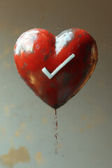 Minimal design of a heart icon with a subtle check mark, capturing the concept of life insurance and assurance,