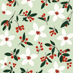 Christmas hollies pattern backgrounds christmas plant.
