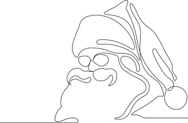 One continuous line drawing Santa Claus on reindeer and sled. concept for Christmas and New Year. vector illustration. Vector illustration