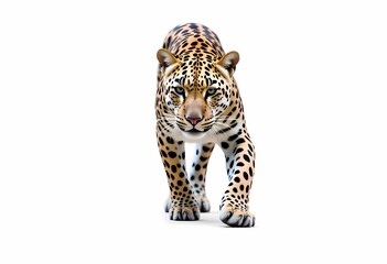 Fototapeta premium a leopard is standing on a white background.
