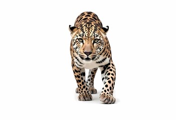 Obraz premium a leopard is standing on a white background.