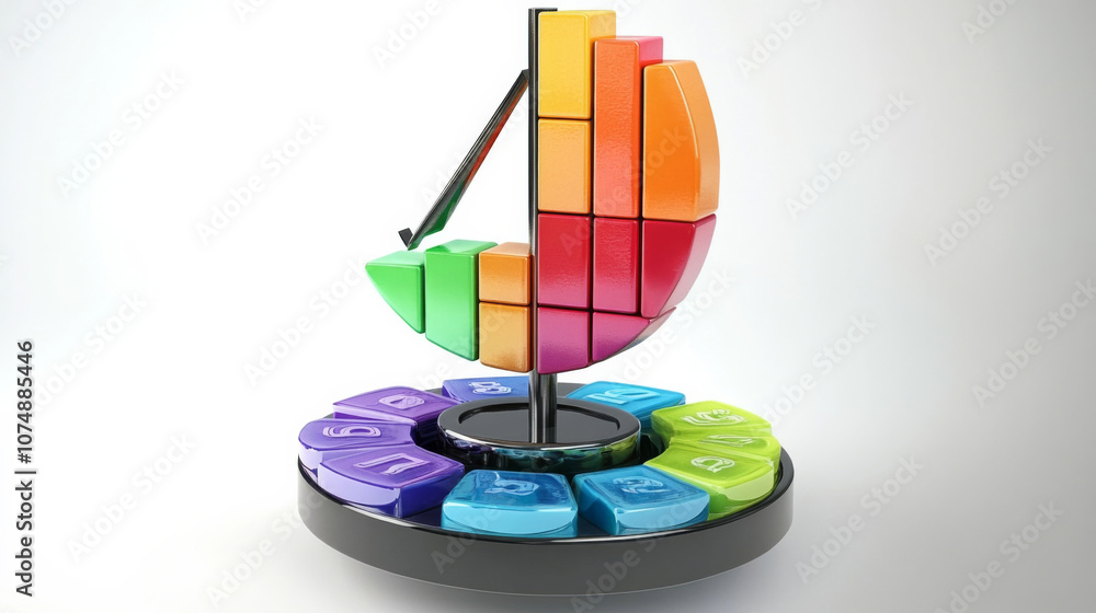 Poster geometric of balanced asset allocation strategy showcasing yield and funding allocation