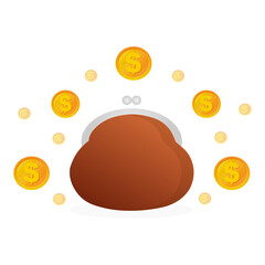 wallet and gold coins. Vector illustration