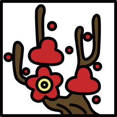 カラー正方形ミニ花札　如月　梅　2月　梅のカス