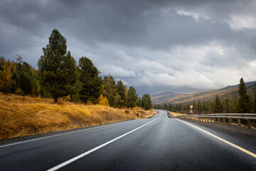 highland road in the rainy wheather