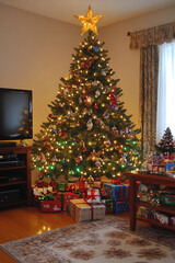 Obraz premium Living room Christmas tree