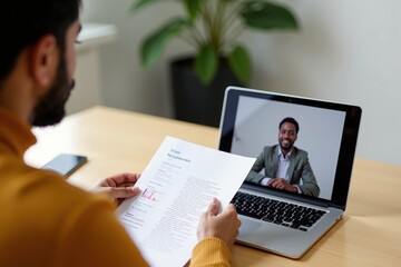 Virtual job interview preparation with resume review and professional online meeting