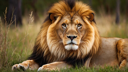Fototapeta premium Thoughtful Power: A Lion’s Silent Strength