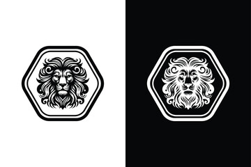Simple Black and White Lion Silhouette Icon Vector Download.