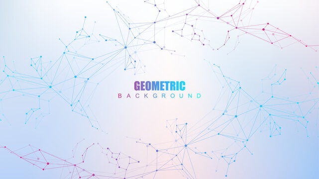 Digital abstract connection dots and lines. Network connection structure. Technology polygonal background. Plexus effect. Vector Illustration.