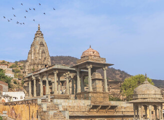 Fototapeta premium Bahari Ji Ka Mandir temple the octagonal corbelled roof of the colonnaded ruins used to be an active place of worship and had icons of Lakshmi Narayan located in Amer town ,Rajasthan, India. 