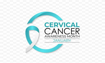 Vector graphic of Cervical cancer awareness month is observed every year in january. Realistic ribbon with Design for cards, prints, social media, poster, flyer and background banner design template