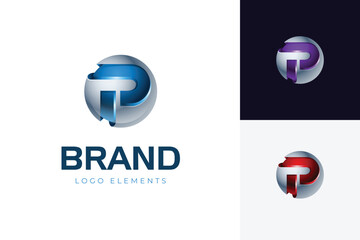 Letter P sphere 3D logo design with gradient color idea for business and company identity