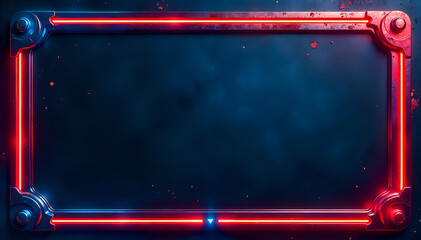 Futuristic neon frame with a dark background, blending blue and red elements for sci-fi themed visuals. Generative AI