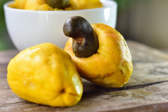 O que entendemos popularmente como "caju" se constitui de duas partes: o fruto propriamente dito, que &eacute; a castanha; e seu ped&uacute;nculo floral, o pseudofruto, um corpo piriforme, amarelo, rosado ou vermel
