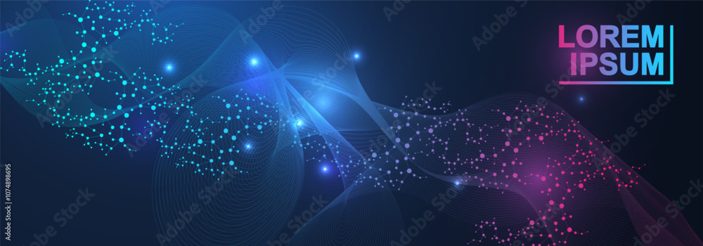 Poster global network connection website header or banner design. abstract background with connecting dots 