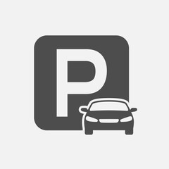 Car parking graphic icon. Parking sign isolated on white background. Information symbol. Vector illustration