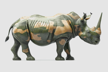 Fototapeta premium Detailed of a Camouflaged Animal on White Background, Showcasing Unique Textures and Features Ideal for Wildlife and Nature Themes