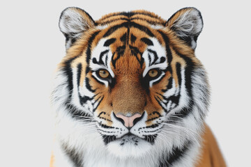Fototapeta premium Stunning Portrait of a Majestic Tiger in , Isolated on White Background, Showcasing the Beauty and Grace of This Powerful Animal