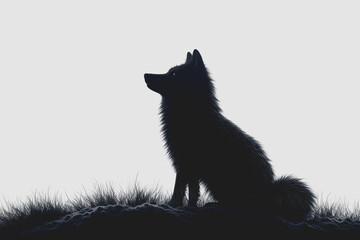 Obraz premium Stunning of a Seated Animal Silhouette Against a White Background, Perfect for Modern Design and Creative Projects