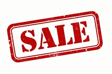 Red vintage sale stamp on white background for promotions and discounts