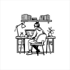 Flat Design Work Office