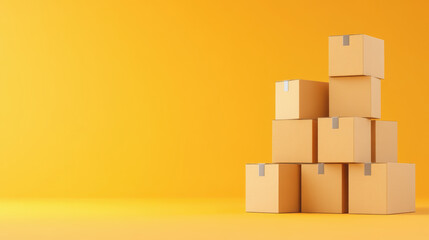 Fototapeta premium Stacked Cardboard Boxes on a Smooth Gradient Background Ideal for Packaging Design and Creative Projects Relating to Storage and Shipment