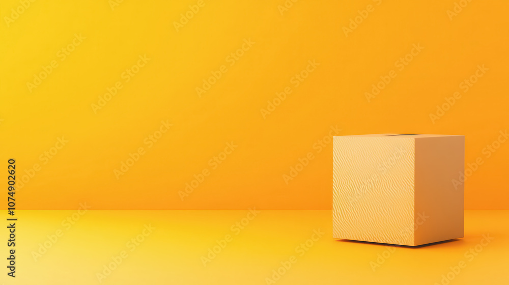 Aufkleber minimalist cardboard box displayed on a smooth gradient background, ideal for packaging concepts and