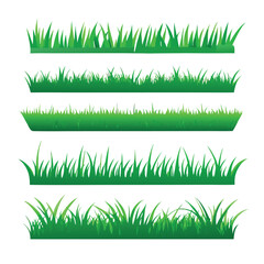 Vector Set of Green Grass Horizontal Elements illustration