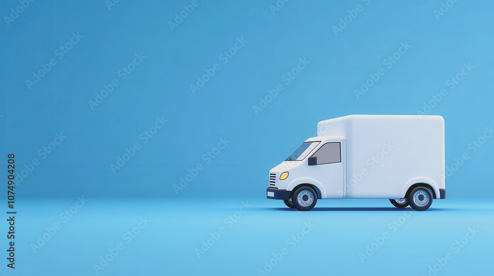 Poster abstract representation of a delivery vehicle on a smooth gradient background, emphasizing courier s