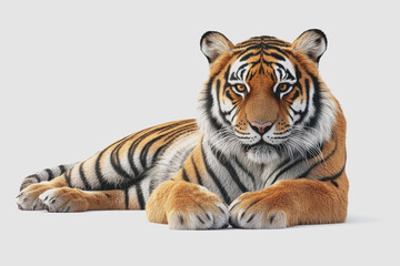 Stunning Illustrated Exotic Tiger with Striking Features Isolated on White Background, Perfect for Wildlife and Nature Themes in Print and Digital Media
