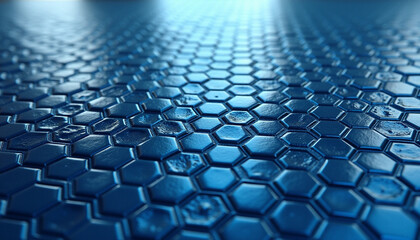 Blue Hexagonal Tile Pattern with Textured Surface