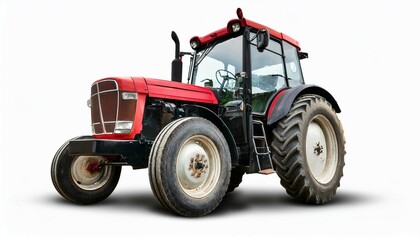 Fototapeta premium red tractor isolated on white