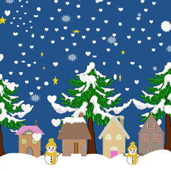Cute Winter Village with Snowmen
Snowy Village with Heart Snowflakes
Winter Wonderland with Heart Snow
Cozy Winter Village