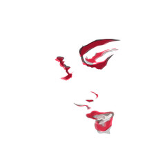 silhouette of a woman's face in red with black shadow