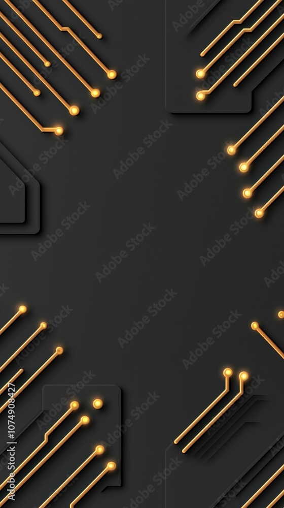 Poster abstract circuit board design featuring intricate patterns and glowing lines, symbolizing innovation