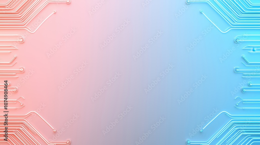 Poster abstract digital background in pink and blue tones with circuit patterns. ideal for tech-focused des