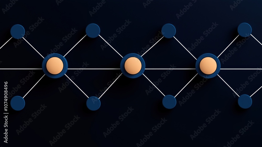 Poster abstract digital illustration showcasing interconnected nodes and lines, representing data networks 