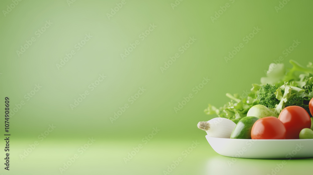 Poster fresh vegetables on smooth gradient background showcasing farm to table concept in 3d render with vi