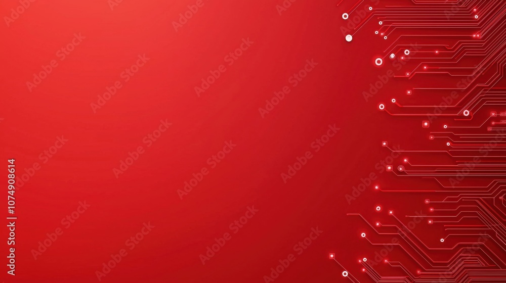 Aufkleber abstract red background featuring a circuit board pattern, ideal for tech themes and digital concept