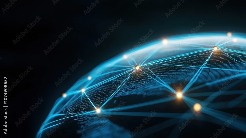 Poster abstract representation of global connectivity showcasing digital networks and communication links a
