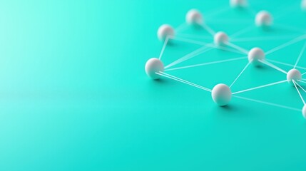 Abstract representation of a network structure with white nodes connected by lines against a teal background, symbolizing connectivity.