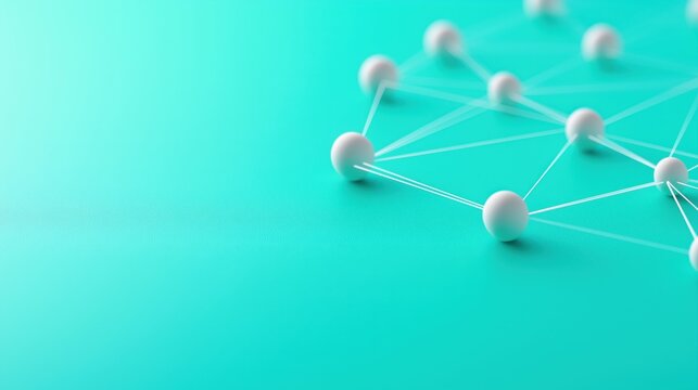 Abstract representation of a network structure with white nodes connected by lines against a teal background, symbolizing connectivity.