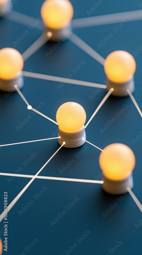 Poster an abstract representation of network connections with glowing nodes illustrating modern technologic
