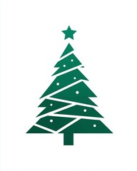 Fototapeta premium Elegant and Minimalist Green Tree with Star Topper, Perfect for Holiday Cheer, Celebrations, and Seasonal Decorations in Modern Design Aesthetic