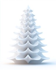Obraz premium Elegant and Minimalist Snowy White Tree with Textured Layers Perfect for Holiday Themes and Winter Celebrations in a Bright Setting