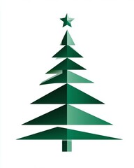 Fototapeta premium Elegant Geometric Christmas Tree Illustration Featuring a Star on Top, Ideal for Holiday Celebrations, Greetings, and Seasonal Decorations in Minimalist Style